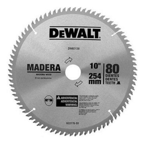 Disco Madera 10  X 80 Dientes Dewalt Dwa03130