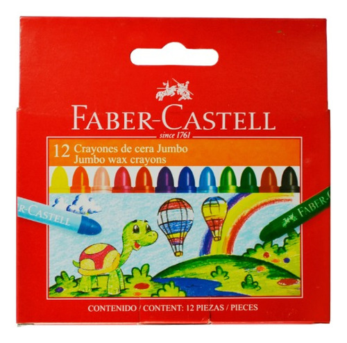 Lapices De Cera Jumbo 12 Colores Faber Castell
