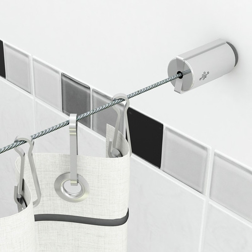 Tensor Barral Para Cortina De Baño Tensocable Color Cromado