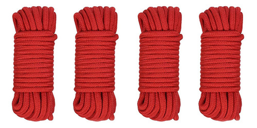 Cuerda De Algodón, 4 Unidades, Color Rojo, 8 Mm, Multiusos,