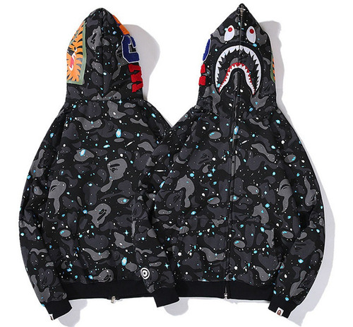 Sudadera Con Capucha Shark Bape Shark Negro Rosa