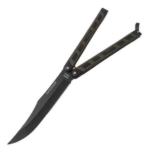 Imagen 3 de 10 de Cuchillo Mariposa Balisong Nieto Ninhja Negro Verde