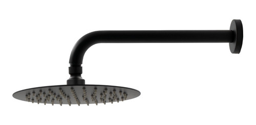 Regadera Redonda 20cm Con Brazo Y Monomando Negro Mate Lujo