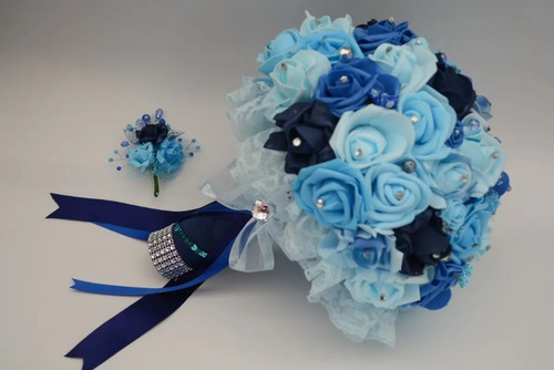 Ramo Novia + Azar Tonos Azules Azul | Envío gratis