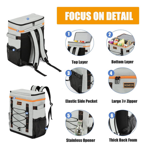 Hielera Mochila Térmica Anti Fugas Insmeer Gran Capacidad Gris
