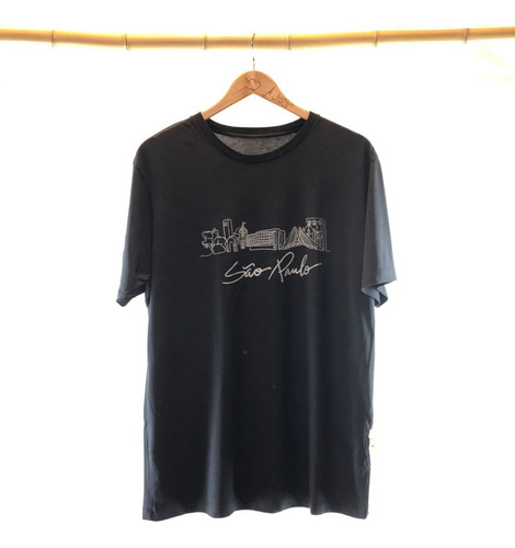 Camiseta Viscose De Bambu Preta São Paulo Bamboo World