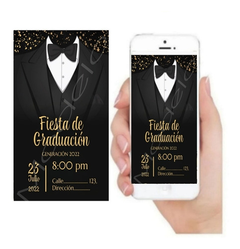 Tarjeta Invitación Digital Fiesta De Graduacion Esmoquin