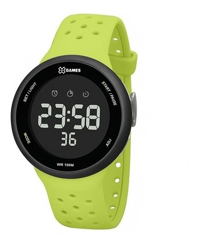 Relogio Masculino Preto X-games Digital Pulseira Verde Xmppd