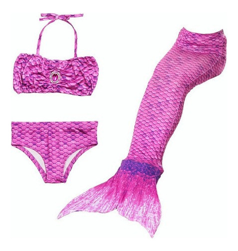 Bikini Bañador De Niña 3 Piezas Diseño Cola Sirena