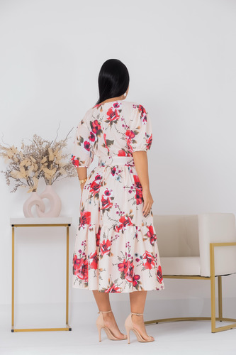 Vestido Rosana Canoa Midi Estampada