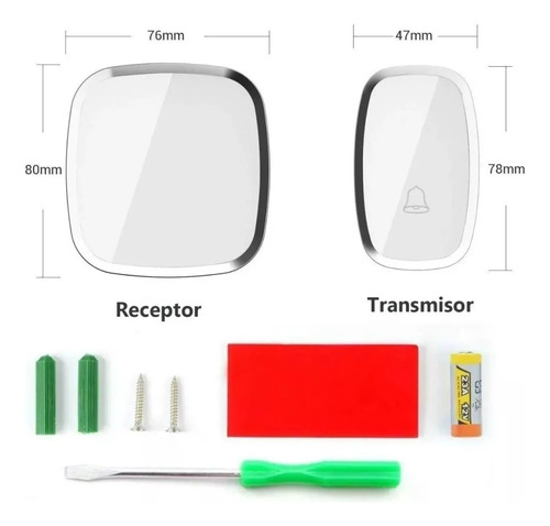 Timbre Inalámbrico Impermeable Con Luz Led 1 Transmiso 2 Rec