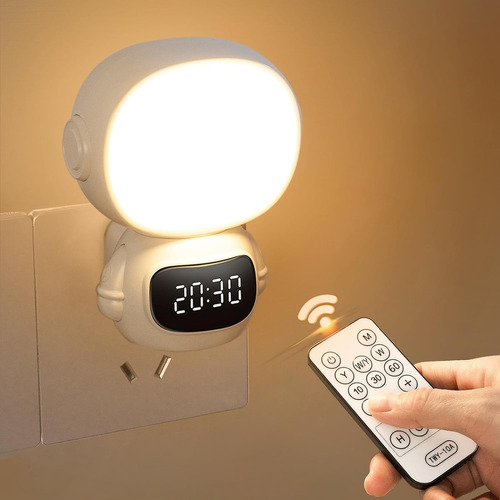 Luz Nocturna Led Enchufable Con Reloj Y Control Remoto, Luz 