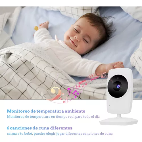 Monitor Para Bebe Con Camara Wifi y Audio En Cuna Vision nocturna y  temperatura