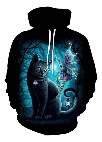 Sudadera Con Estampado Digital Más Vendida Elf Cat Mysteriou