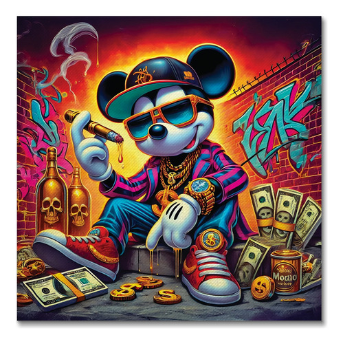 Mickey Mouse Urban Paint Cuadro Canvas 60 X 60 Cm