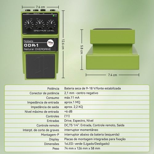 Efeitos Guitarra Nobels Odr-1 Com Interruptor Corte Graves