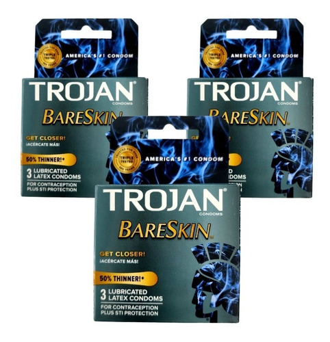 9 Trojan Bareskin Preservativo Látex Lubricado 50% + Delgado