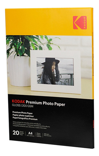 Papel Fotográfico A4 Kodak Glossy 200g 20 Folhas 