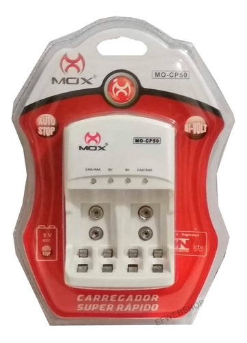 Imagem 5 de 5 de Carregador Pilha Aaa Aa 9v Mox + 2 Baterias Recarregável 450