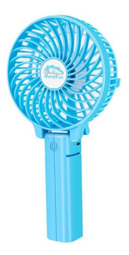 Mini Ventilador Mão Portátil 3 Velocidade Recarregável Azul