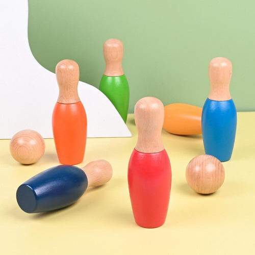Juguete De Bolos De Madera Para Niños, Juegos De S