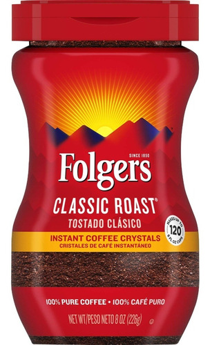 Cafe Folgers Classic Cristales Instantáneo 226g Usa
