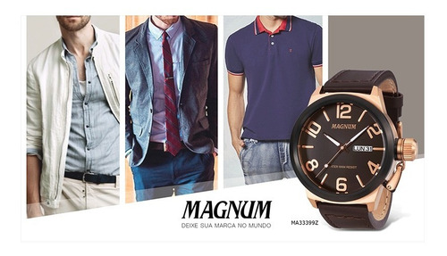 Relógio Magnum Masculino Ma33399z Couro Marrom Original