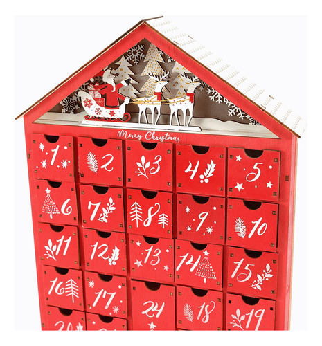 Casa De Madera Led Navidad Decorar Calendario De Adviento