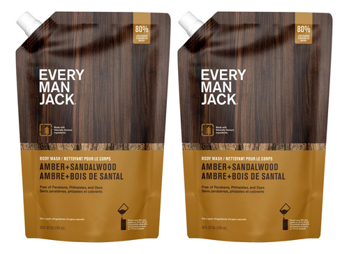 Every Man Jack Amber + Sandalwood - Bolsa De Repuesto Para L