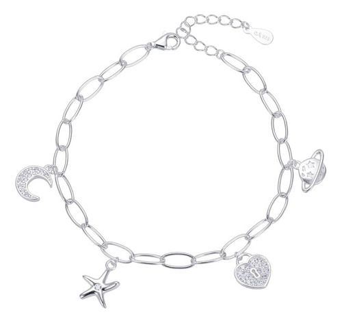 Pulsera Con Dijes Colgantes En Plata 925