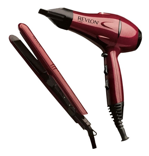 Imagen 1 de 7 de Combo: Secador De Pelo 2000w + Planchita De Pelo Revlon Full