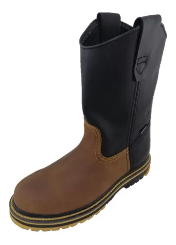 Bota Establo Tipo Rooper Casual Trabajo Piel Mango Y Negro