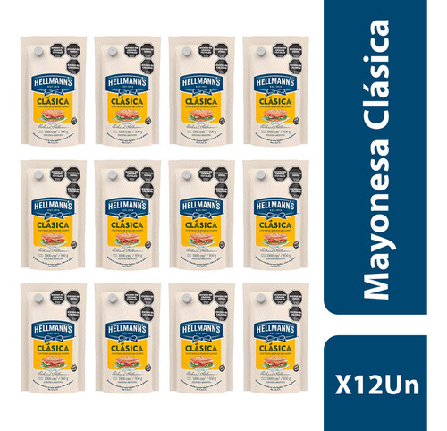 Combo Hellmanns Mayonesa Clasica Doypack 950g X12