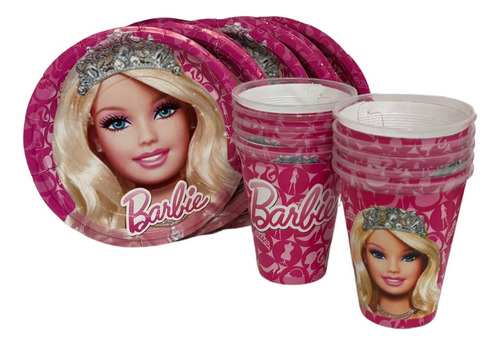 Platos, Vasos Fiesta Temática 20 Invitados Barbie