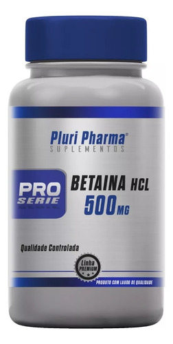 Betaina Hcl 500mg 120 Cápsulas - Pluri Pharma Sin Sabor