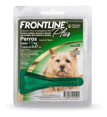 Frontline Plus Pipeta Perro Hasta 10kg Pulgas Garrapatas 