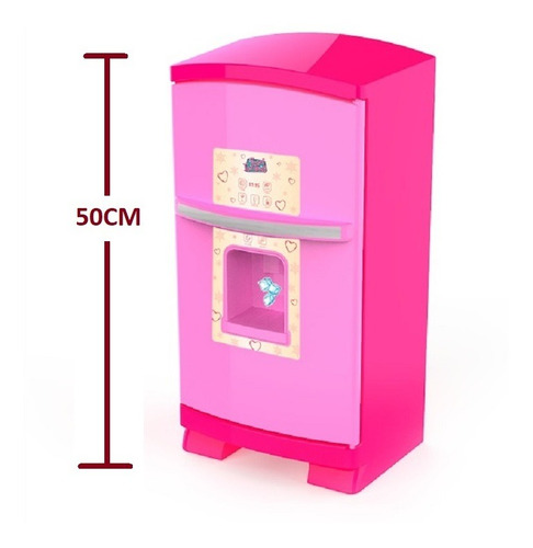 Geladeira De Brinquedo Infantil Grande - Rosa + Acessórios