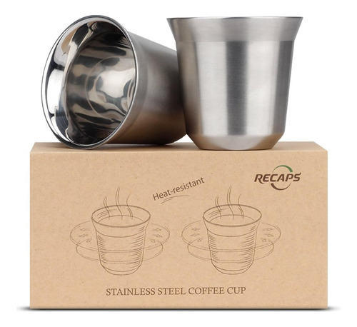 Set De Tazas De Café Espresso De Acero Inoxidable De 80 Ml -