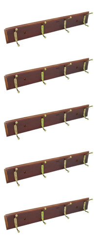 Set X 5 Perchero Pared Madera Metal De 4 Ganchos Colgar Ropa