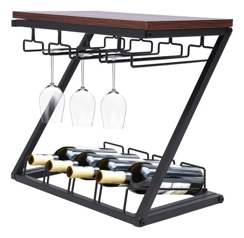 Estante Vino Soporte Copas, Forma De Z 4 Botellas De Vi...