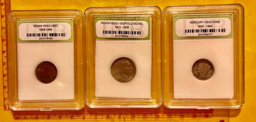 3 Monedas Estados Unidos 1, 5 Y 10 Centavos Antiguos