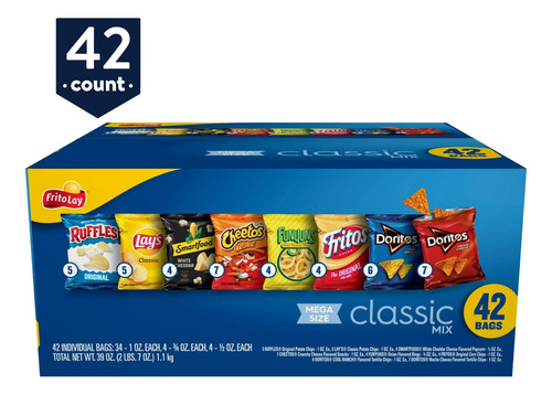 Caja C 42 Bolsas Variedad Ruffles Doritos Cheetos Americanos