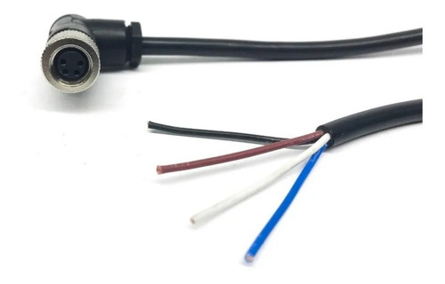 Cabo Sensor 2 Metros Conector 90º Femea M12 4 Pinos 4 Fios