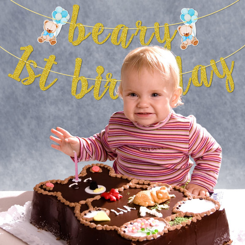 Birthday Banner Little Man Beary 1st Teddy Bear Theme