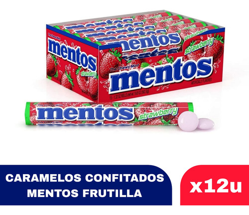 Caramelos Confitados Mentos Frutilla X12u