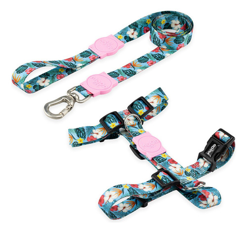 Coleira Peitoral Com Guia Para Cachorro Pet Cães Mood Pet Cor Sunny Rosa Tamanho Médio
