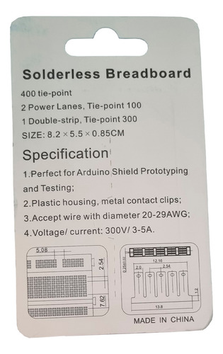 Protoboard Transparente 400 Puntos Electronica