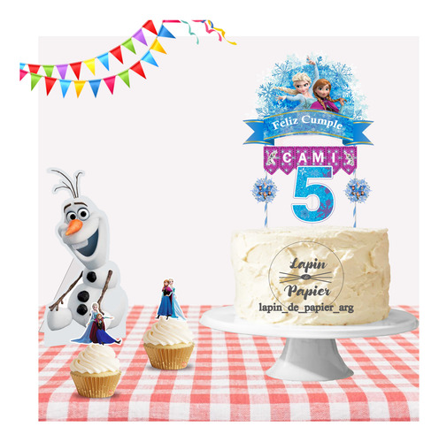 Adorno Torta Cake Topper Cumpleaños Deco Mesa Op2 Frozen 1