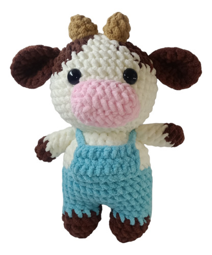 Vaquita Amigurumi Con Overol Peluche Tejido A Mano A Crochet