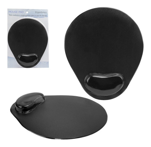 Mouse Pad Ergonômico Com Apoio De Punho Em Gel Preto Confort